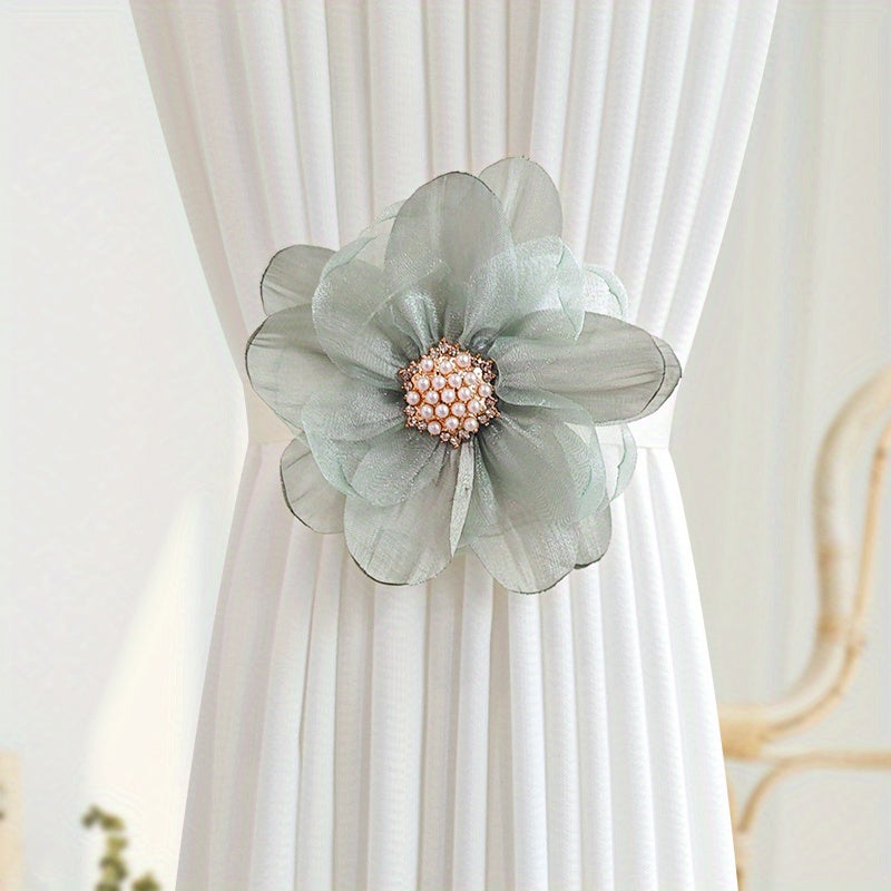 TEMU 1pc Elegant Magnetic Curtain Tieback With 3d , Polyester Ribbon Curtain Holdback For Bedroom And Living Room Home Decor