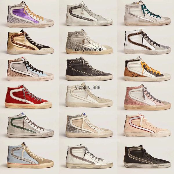 Casual Shoes HighTop women Sneakers Women Shoes Designer Shoes New Release Italy Brands goosees Mid Slide Star Fashion PinkGold Glitter Clas