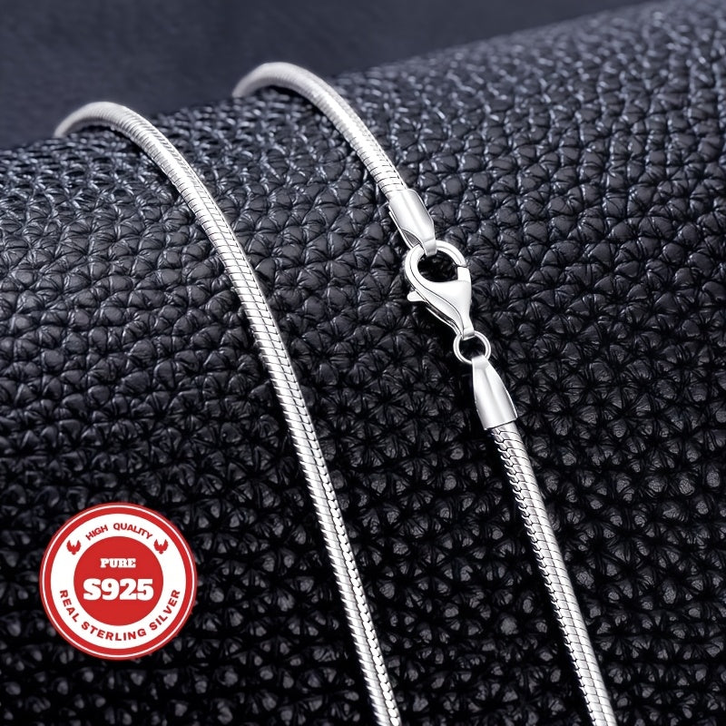 TEMU S925 Silver, Fashion Trend Round Snake Bone Necklace For Men And Women, Suitable For Casual Attire, Suitable For , Wife, Girlfriend, Fashion