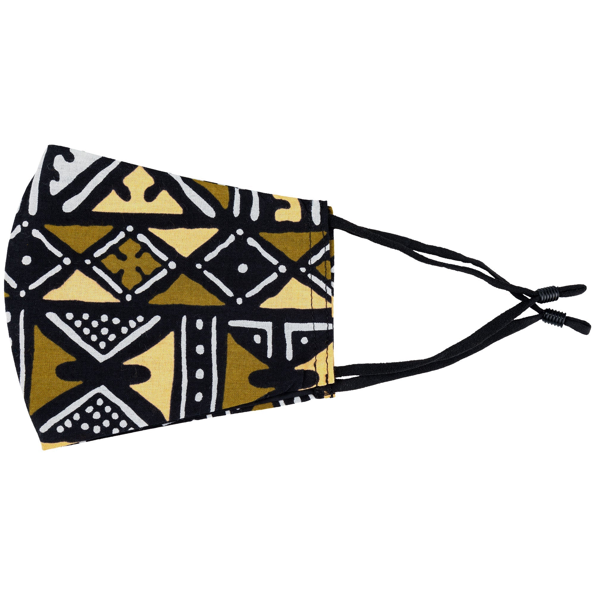 Ankara African Print Face Mask - Made in USA - Olive Green