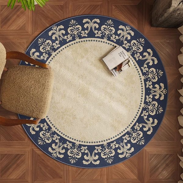 B344 Contemporary Circle Area Rug Featuring Plush Looped Velvet - Perfect Fit for Lounge Furniture Combinations