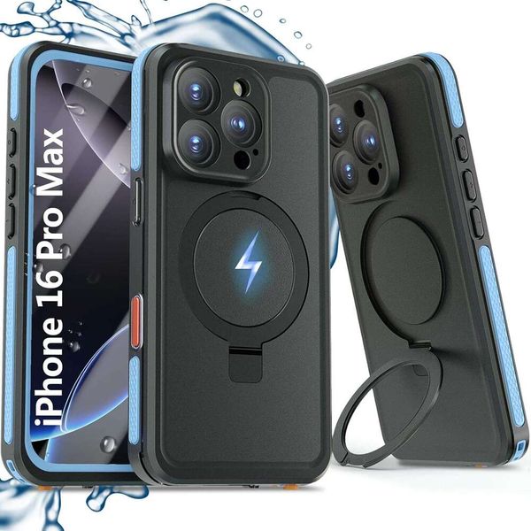fit 3 MagsafeIP68 oof UnderwaterInvisible StandBuilt-in Screen Protector 360Â° Full Body Sealed Shock Dustproof Heavy Duty Case for iPhone 16