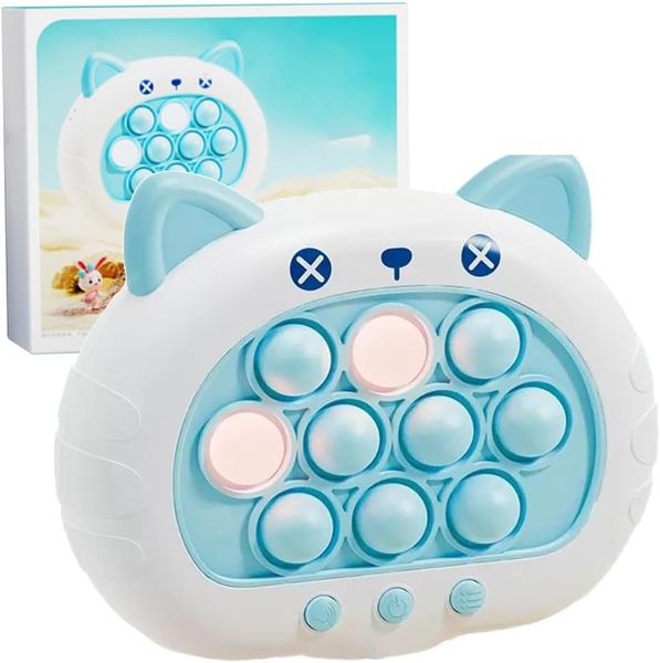 Pocket Game for Kids Children&#039;s Decompression Breakthrough Puzzle Game Machine (Blue Cat) Bubble Game Animal Version Fidget Sensory Toy