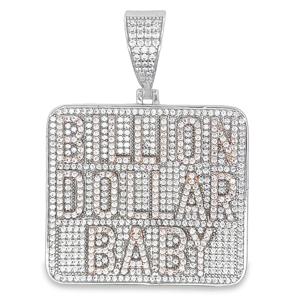 .925 Silver Billion Dollar Baby CZ Iced Out Pendant