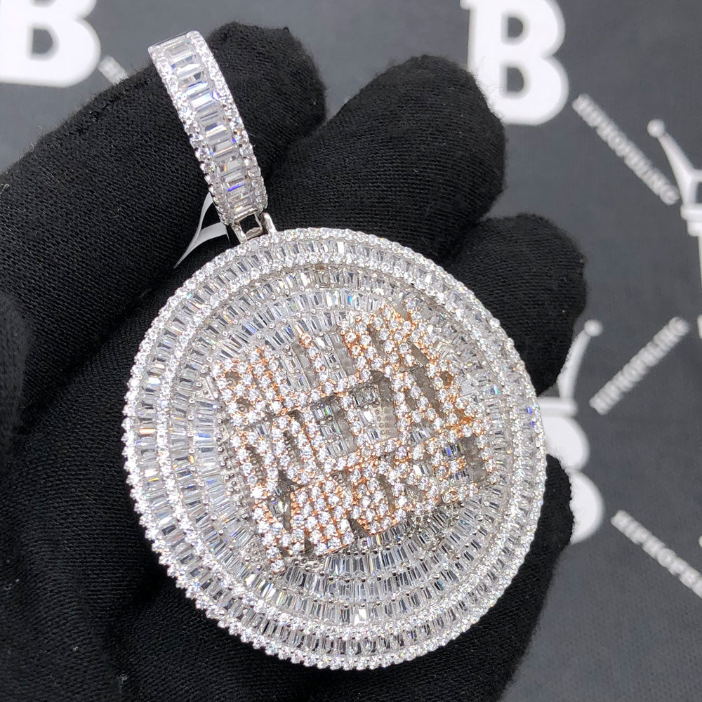 .925 Silver Billion Dollar Mindset Baguette VVS CZ Iced Out Pendant