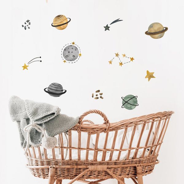 Wall Stickers Space Universe Stars Removable Nursery Boys Bedroom Decals Art Posters Gift For Kids Room Decoration Home Decor 230822