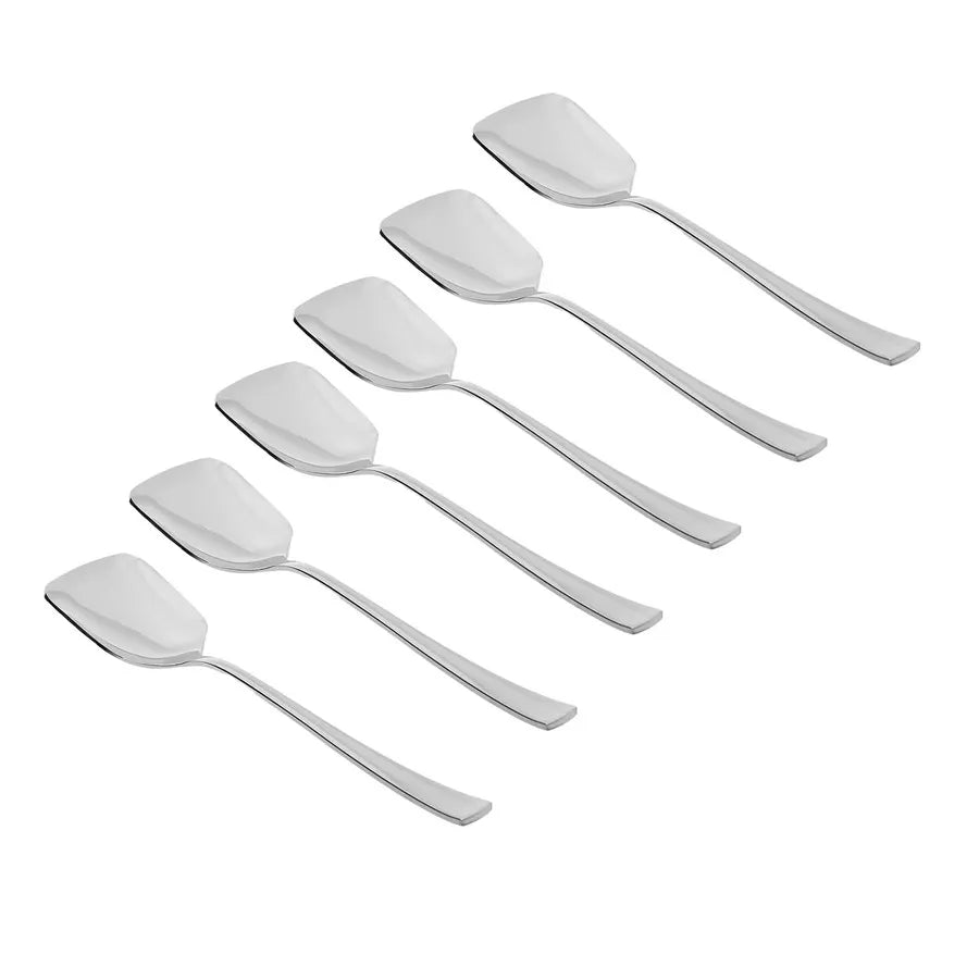 Karaca Arcadia 6-Piece Stainless Steel Ice Cream Spoon Set, 13.3cm, Silver