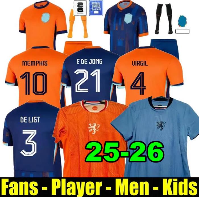 2024 2025 NetHErlANds MEMPHIS Soccer 25 26 Holland Jersey F.DE JONG VIRGIL DUMFRIES BERGVIJN Shirt DE LIGT Men KIDS GAKPO MALEN KLAASSEN BLIND