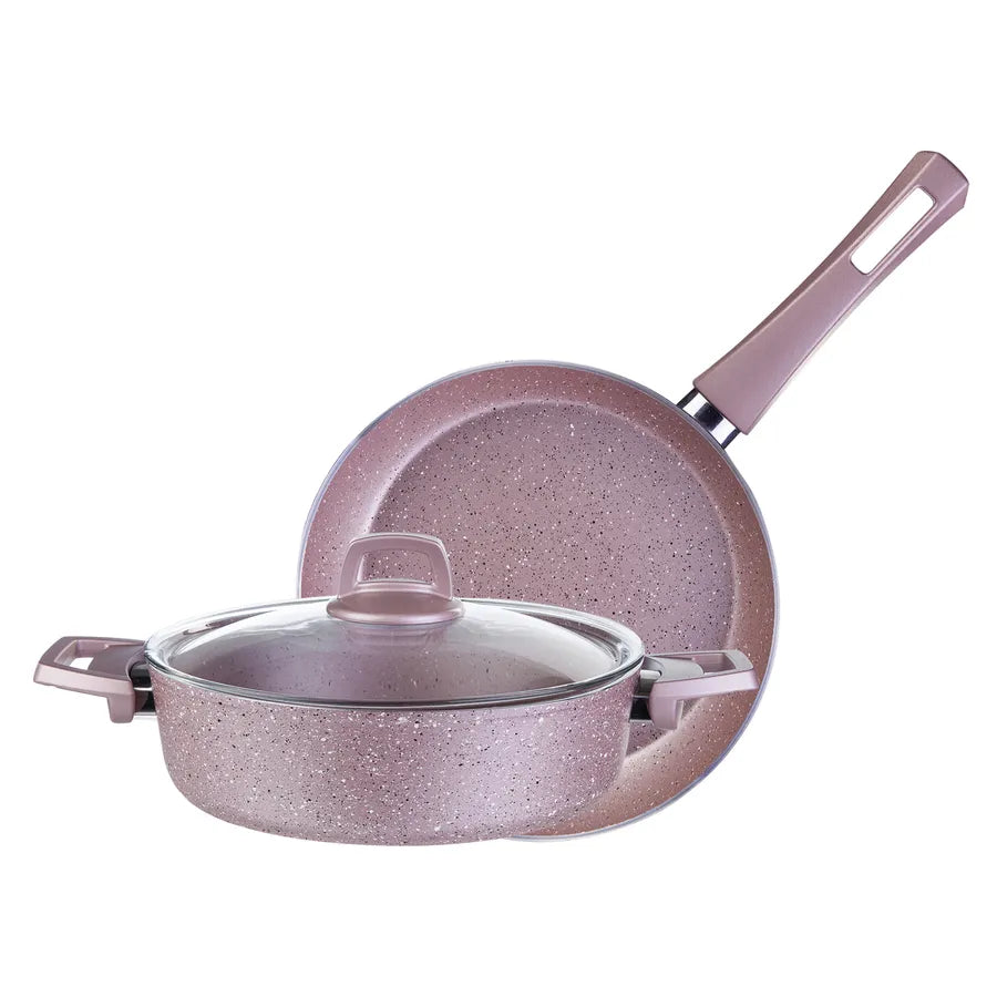 Karaca Biogranite Rose Gold 3-Piece Non-Stick Cookware Set, Rose Gold