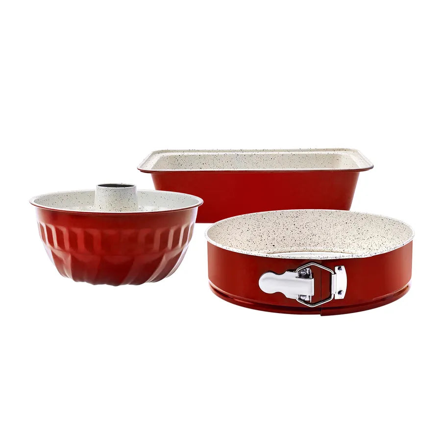 Karaca Retro Biogranite Bakeware Set, 3 Piece, Red