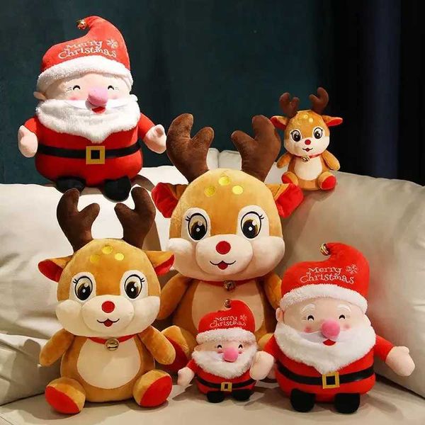 New Cute Santa Claus and Elk Plush Toys Stuffed Animal Dolls Christmas Gifts for Children High Quality Home Decoration W241029