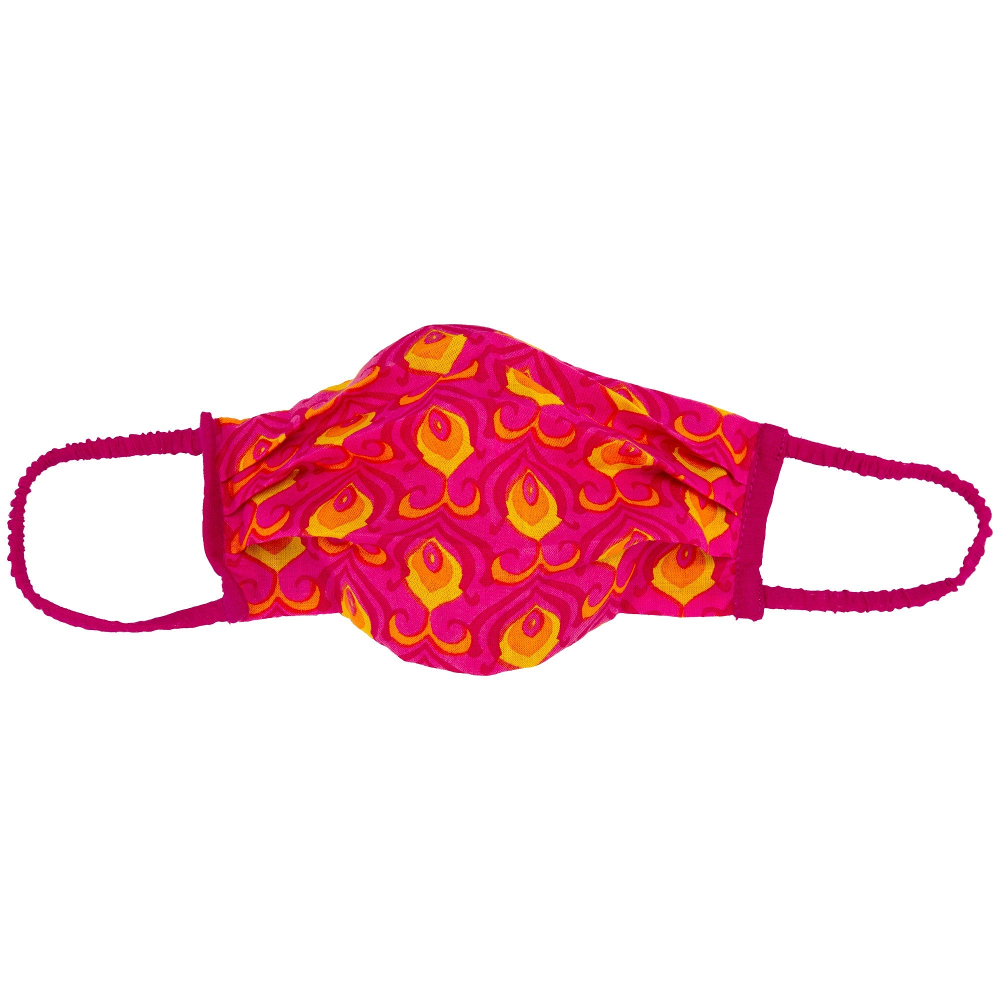 Pleated Pattern Face Mask & Carrying Bag - Fuchsia
