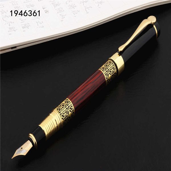 2pcs Gift Fountain Pens High Quality 530 Golden Carving Mahogany Business Office School Student Writing
