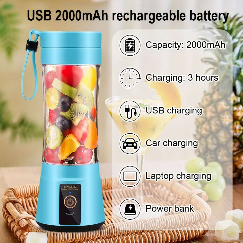 TEMU Portable Blender Cup, Electric Blender, Mini Blender Portable Blender For Shakes And Smoothies, Juice, 12.85oz, 2000mah, 6 Blade With Safety