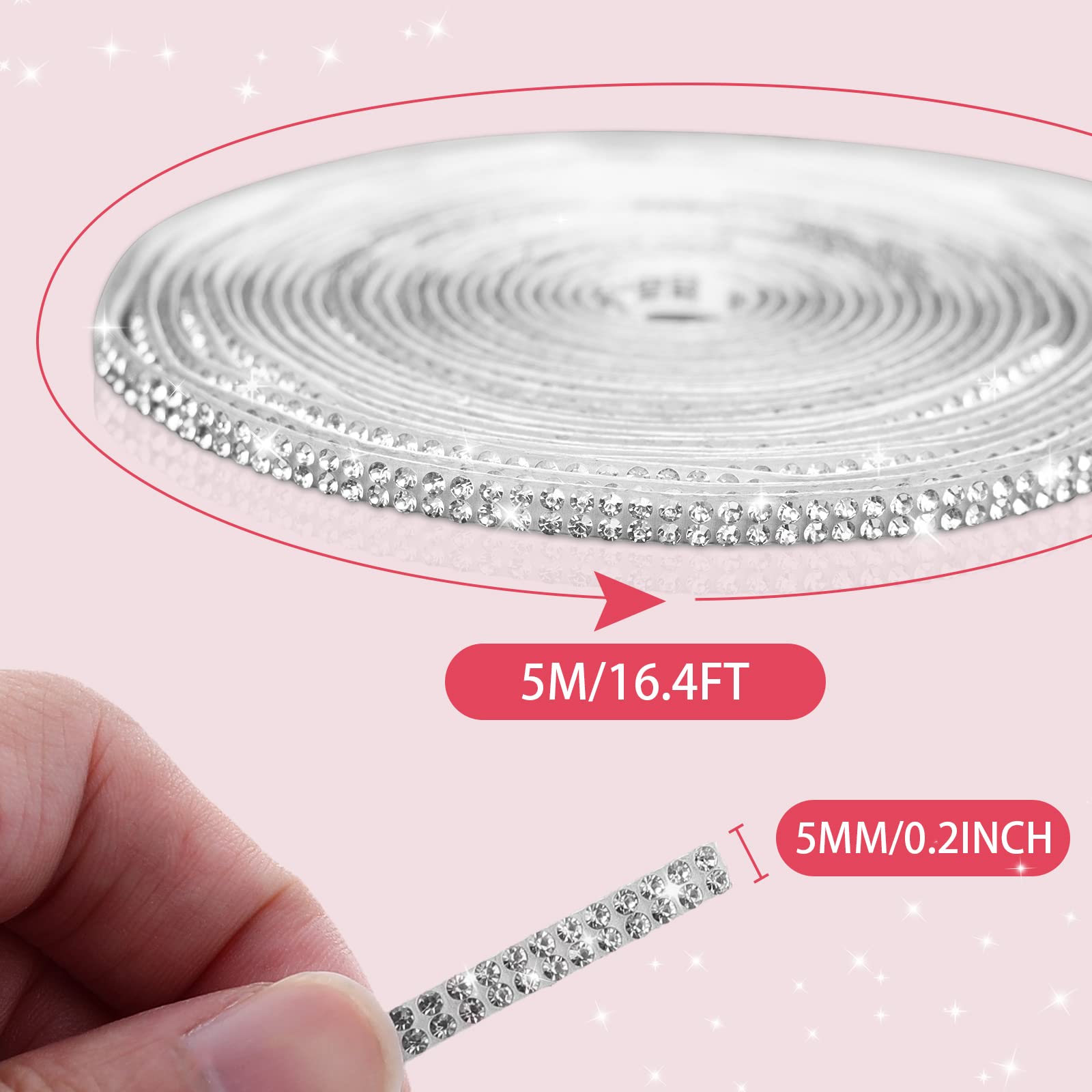 TEMU Bling Car Trim Stickers, Self-adhesive Dashboard Decor, Universal Fit Interior & Exterior Accessories, Sparkling Ornament Decals For Women