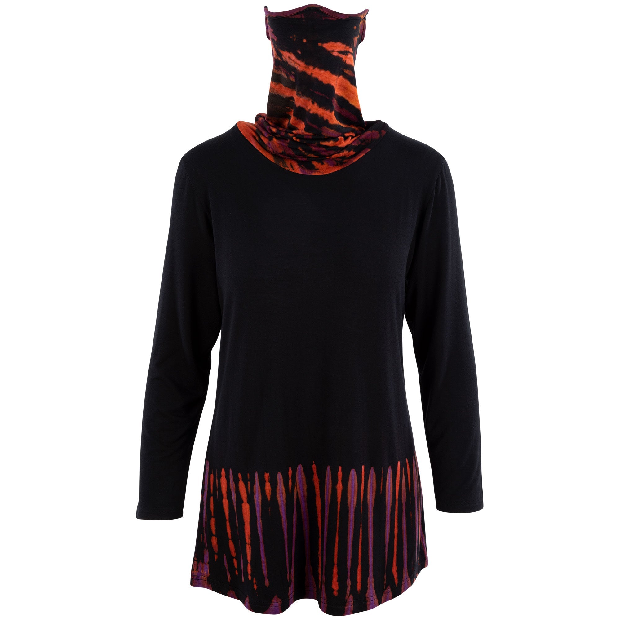 Tie-Dye Tunic with Face Mask - Burnt Orange - 1X