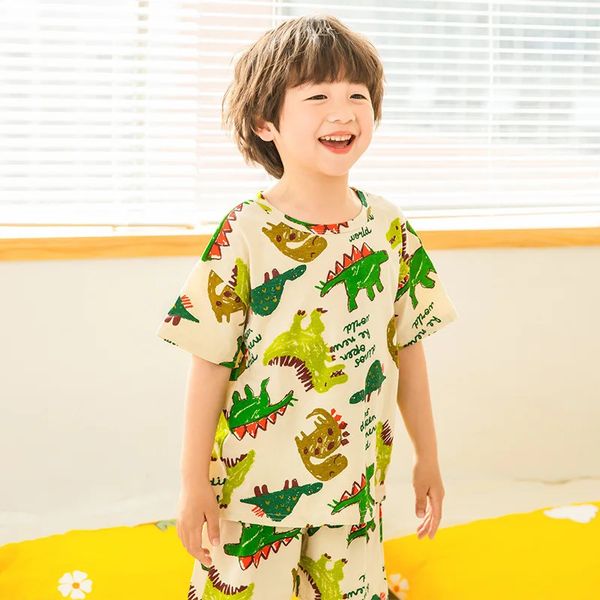 2 4 6 8 10 Years Kids Pjs Sets Summer Pajamas for Children Cotton Boys Sleepwear Baby Pyjamas Short Sleeves Girl Sets Nightwear 240528