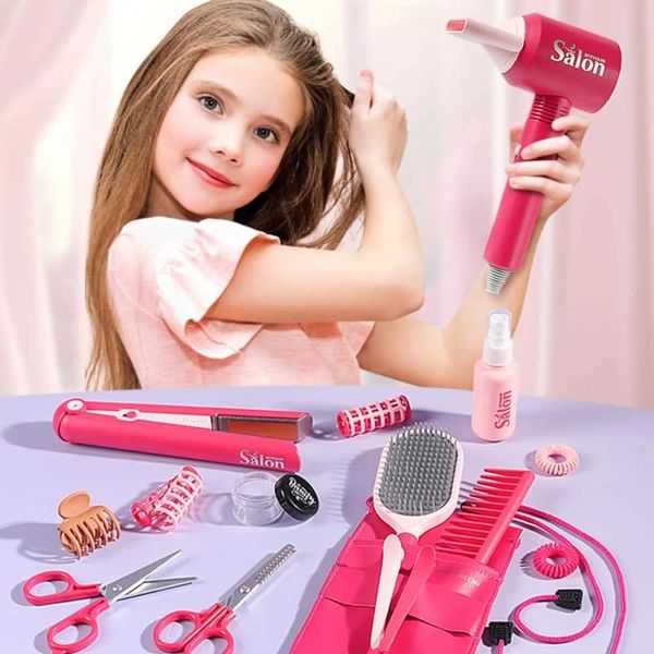 WizKidz Beauty Salon Set Pretend Play Doll Hair Stylist Toy Kit with Hairdryer Mirror Curling Iron Accessories for Kids for Girl Z241128