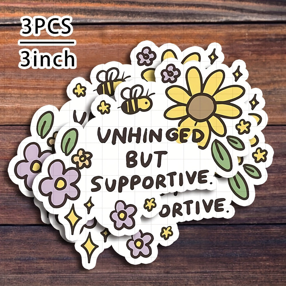 TEMU 3-inch " But Supportive Sticker - Floral Sticker For Laptops, Notebooks, Water Bottles, Personal Spaces, Mental Health Corners, And Friend Zones