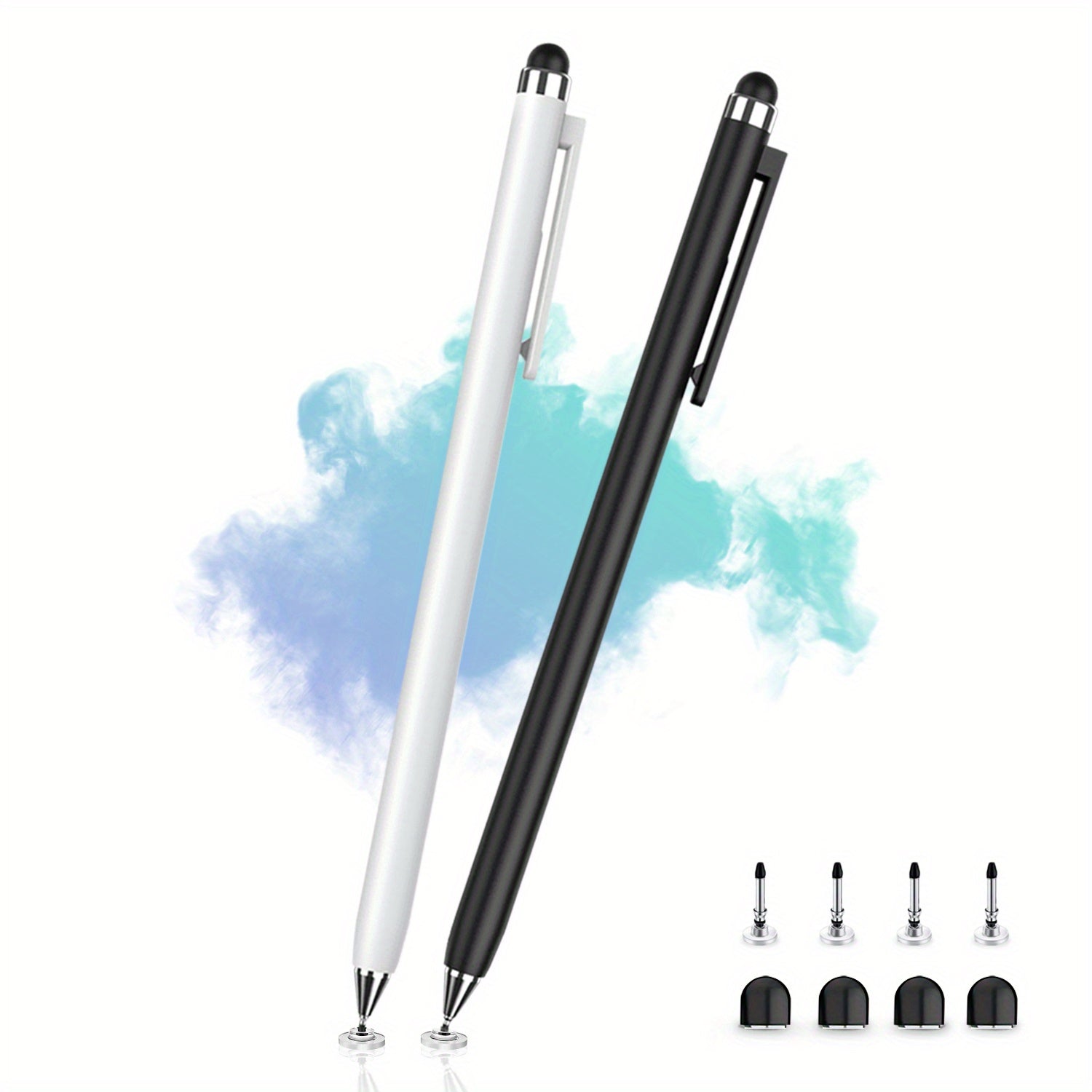 TEMU 2-pack Stylus Pen For Touch Screen, Retractable 2-in-1 Design With Precision Disc Tip, Compatible For Ipad, For Iphone, Tablets, And More (black