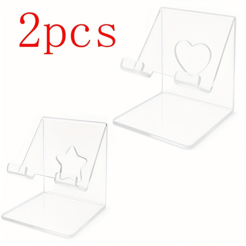 TEMU Phone Stand(acrylic) For Desk, Live Streaming Holder, Transparent Modern Organizer Fits All Phones, Multi-functional Office-bedroom Decor,