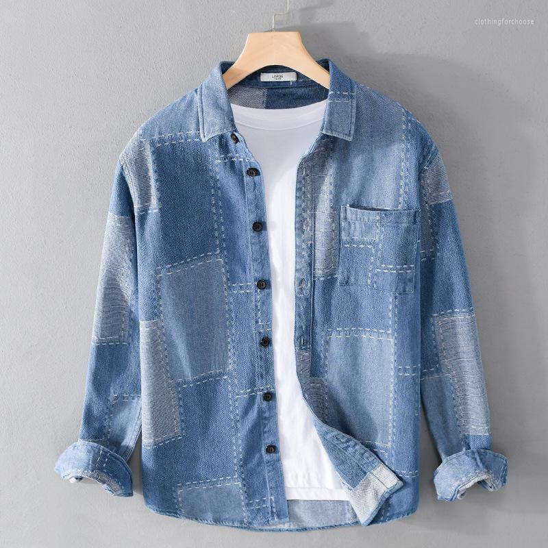 Men&#039;s Casual Shirts Fashion Long Sleeve Denim Shirt Men&#39;s Japanese Style Lapel Top Coat Spring Autumn Youth Trend High Quality Clothes