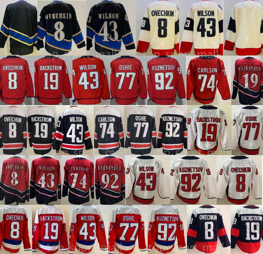 Stadium Series 2023 Hockey 8 Alex Ovechkin Jerseys Alexander 19 Nicklas Backstrom 43 Tom Wilson TJ Oshie 74 John Carlson 92 Evgeny Kuznetsov Reverse