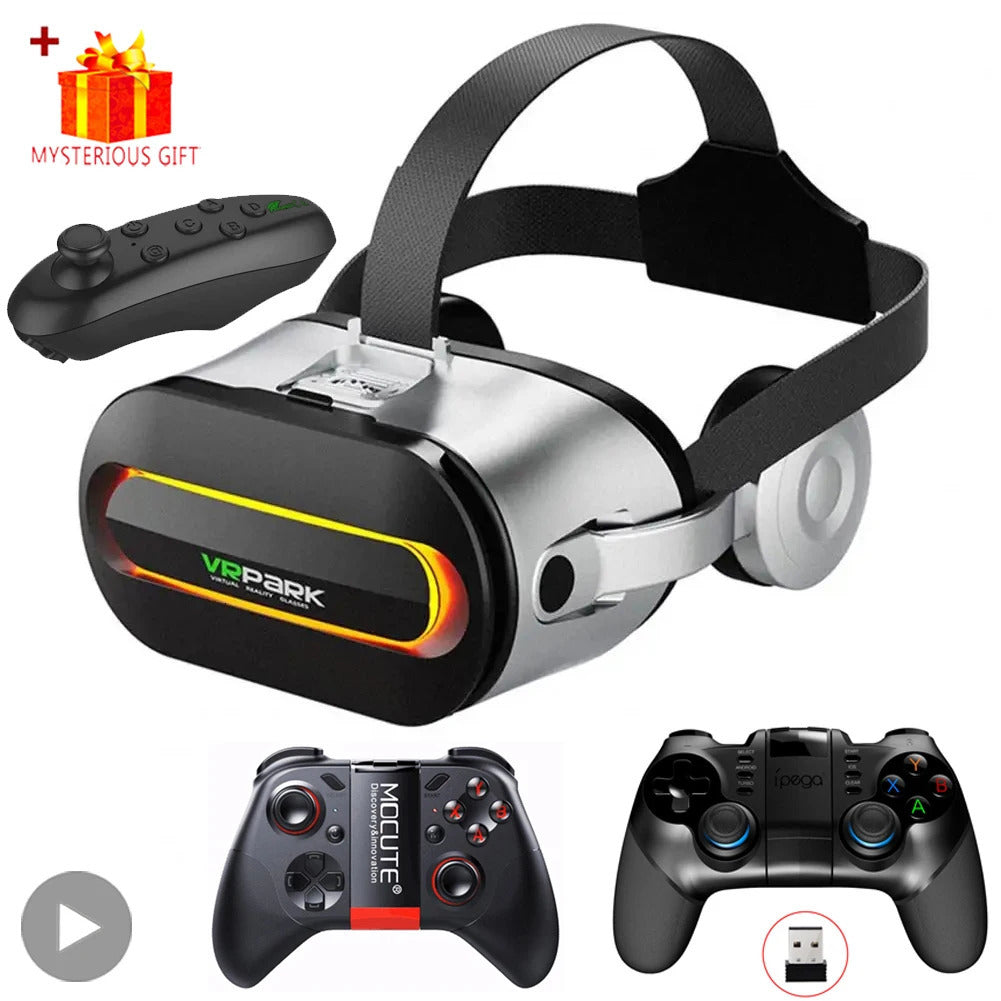 Viar VR Headset: 3D Virtual Reality Goggles with Bluetooth Headphones, Controller - Immersive 2024 Smartphone Gaming Experience dh3628137