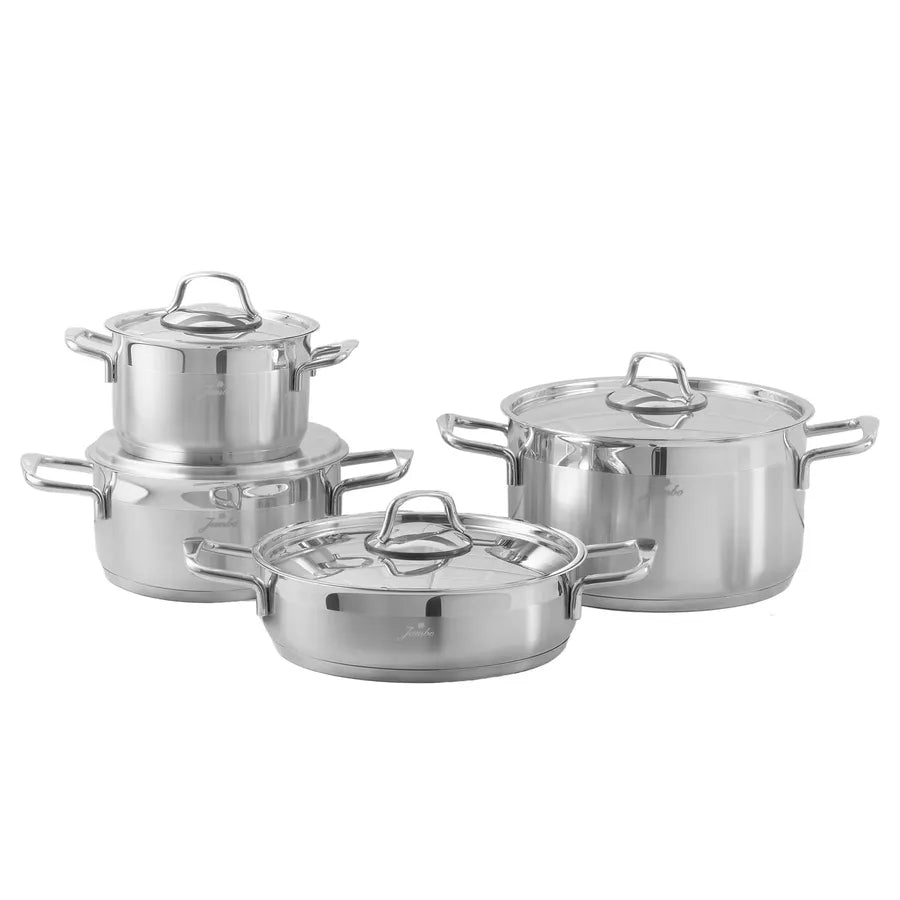 Jumbo Myra 8-Piece Stainless Steel Induction Cookware Set, Silver