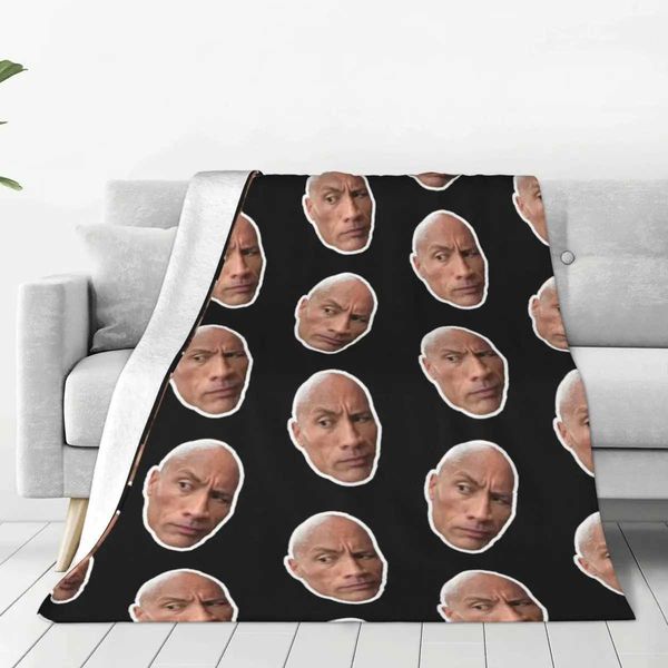 Dwayne The Rocks Eyebrow Raise Meme Pattern Johnson Blanket Wool Funny Warm Throw Blanket for Home Spring-Autumn Y240730