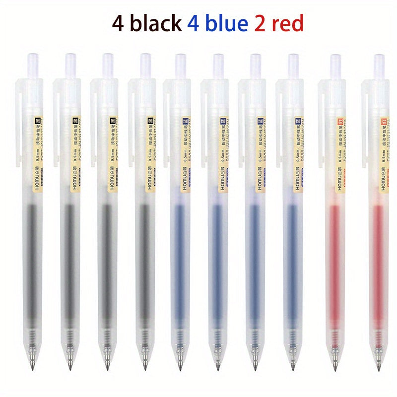TEMU 10pcs Retractable Gel Pens Set Black-red-blue Ballpoint For Writing 0.5mm Refills Office Accessories School Supplies Stationery