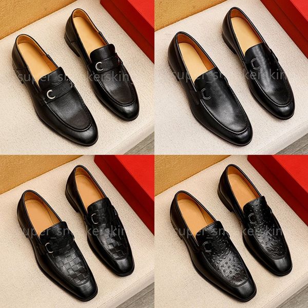 Designers Shoes Men Fashion Loafers Classic Genuine Leather Men Business Office Work Formal Dress Shoes Brand Designer Party Wedding Flat Sh