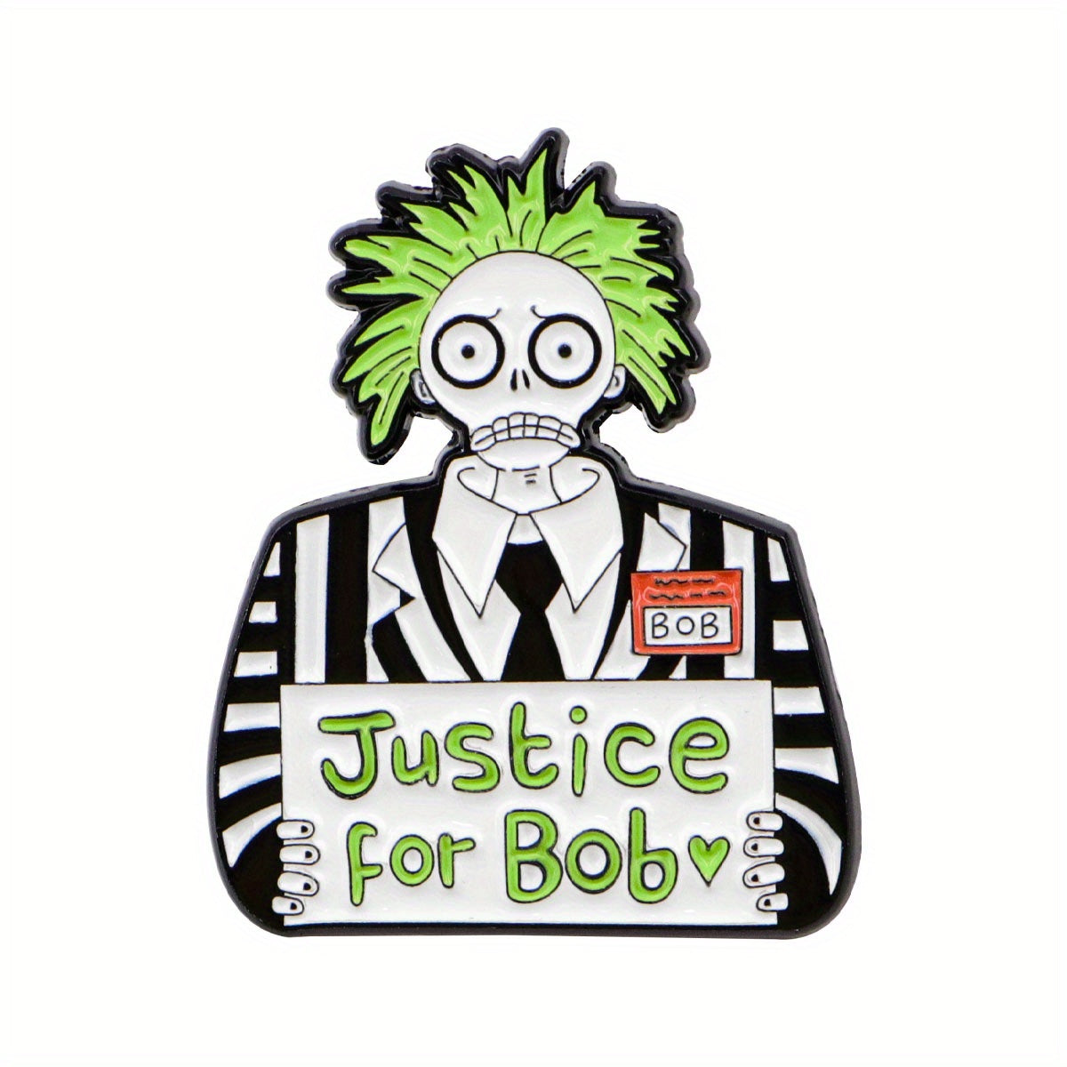 TEMU 1pc Cute Alloy Enamel Pin With Green Haired Character, " For Bob" Sign - Ideal For Backpacks, Bags, And Gifts, Perfect For Valentine's Day & ,