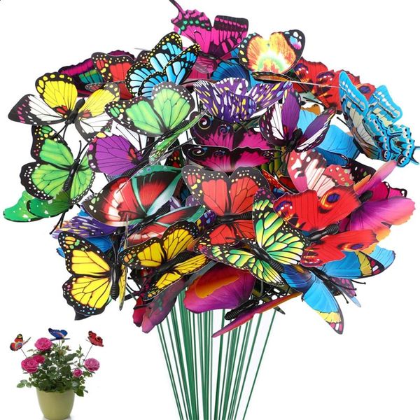 5-50Pcs Waterproof Butterfly Garden Yard Planter Butterfly Flower Arrangement Colorful Butterfly Outdoor Decor Flower Pots Decor 240802