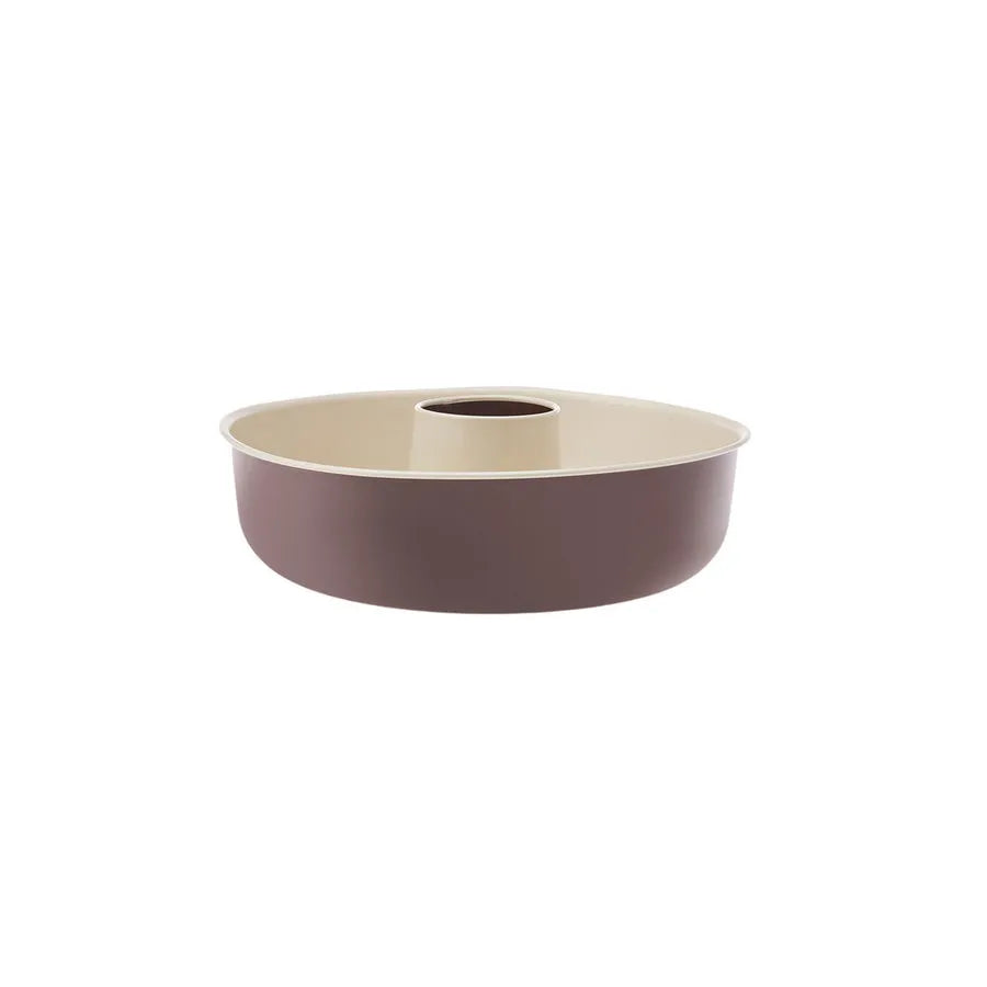 Karaca Chocolate Stainless Steel Savarin Cake Tin, 25cm, Brown Cream