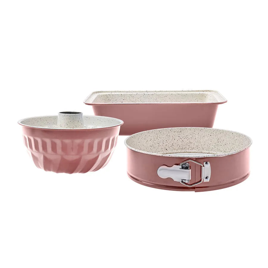 Karaca Retro Biogranite Bakeware Set, 3 Piece, Pink