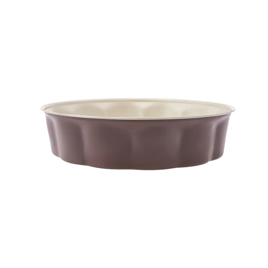 Karaca Chocolate Stainless Steel Ring Cake Tin, 26cm, Brown Cream