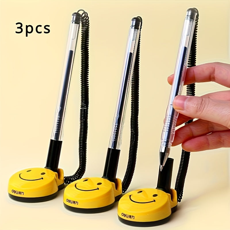 TEMU 1-2-3pcs Cute Desk Pens - 0.5mm Quick-dry Ballpoint Pens With Click-off , Durable Plastic, Ideal For Office & School Use, Black, Office Supplies