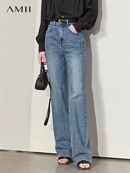 Amii Minimalism Women Jeans 2024 Spring Vintage Denim Loose Wide Leg Women's Casual Pants Female Trousers 12270097