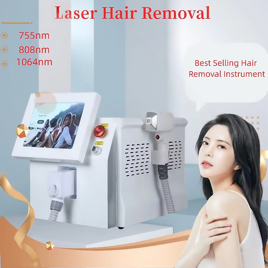 Newest Design Professional 808nm Diode Laser 3 wavelength Permanent Hair Removal Machine Diode Ice Titanium Laser Body Hair Removal SPA