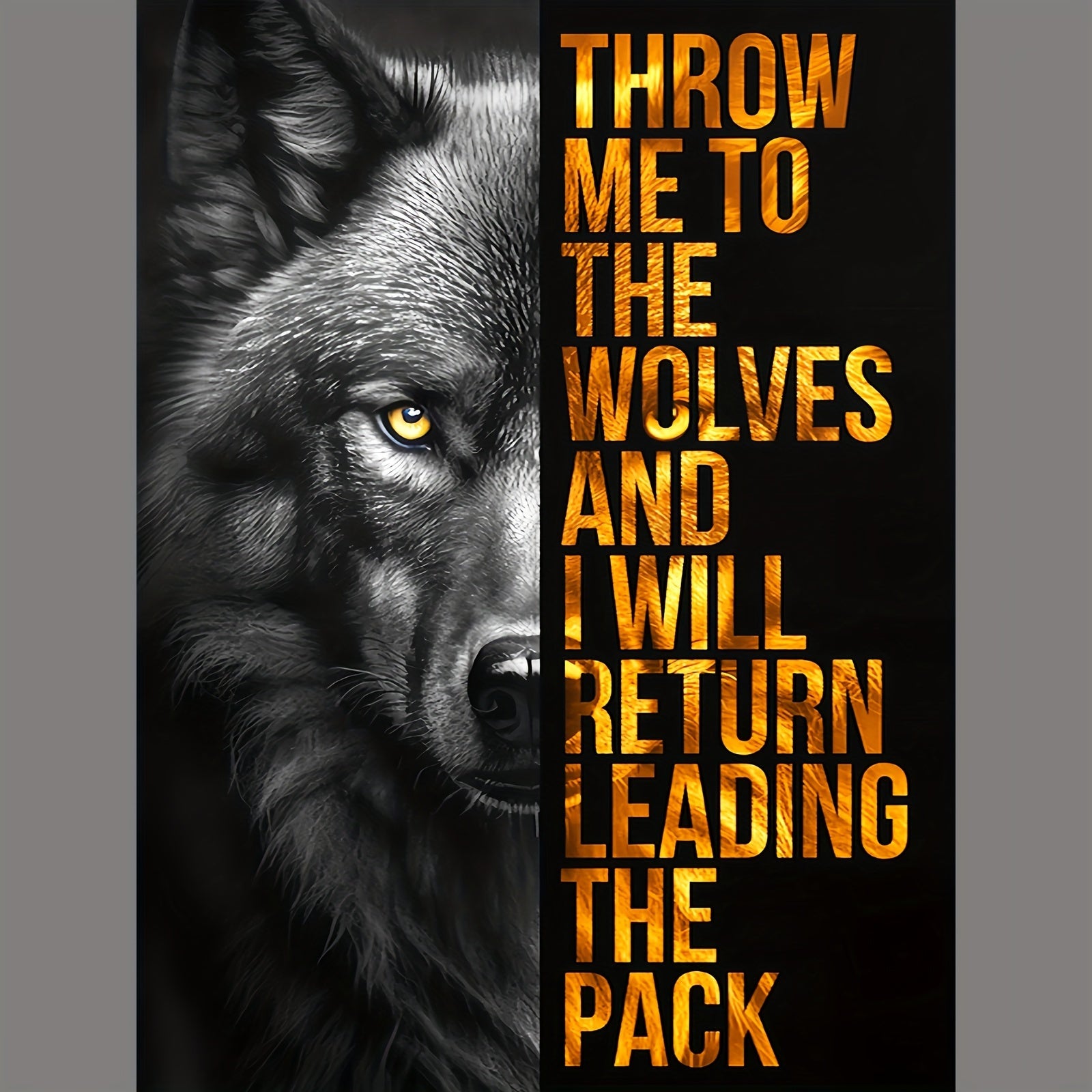 TEMU Room Decor 1pc Inspirational Wolf Canvas Art Print, "throw Me To The Wolves" Quote, Framed Metal Wall Decor, And Office Motivational Poster,
