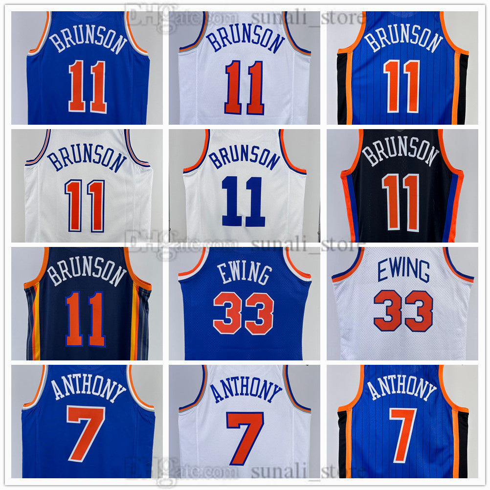 2024-25 Basketball Jerseys Jalen 11 Brunson Carmelo 7 Anthony Patrick 33 Ewing Sports Shirts Blue White Navy Men Women Youth
