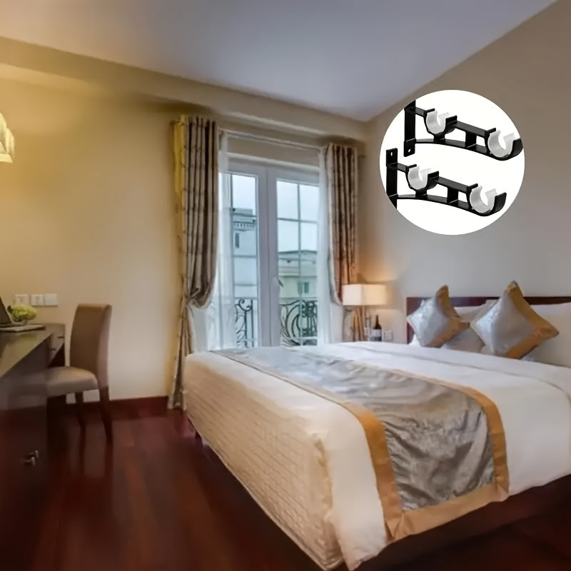 TEMU Heavy Metal Double Curtain Rod Bracket 2pcs - Double Rod Base Hook - Curtain Rod Accessories