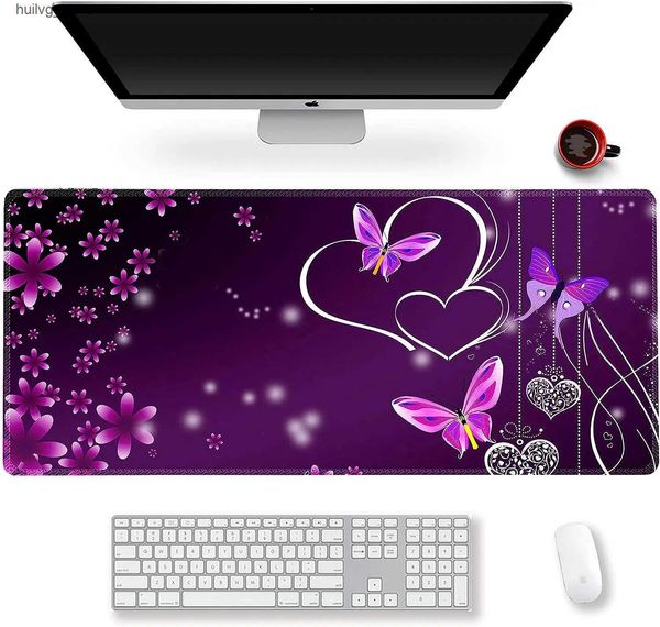 Pads Wrist Rests Extended Gaming Mouse Pad XXL ArtSo Large Keyboard Mat Long Mousepad Desk Non Slip Rubber Base 35.1 x 15.7 Purple Butterfly