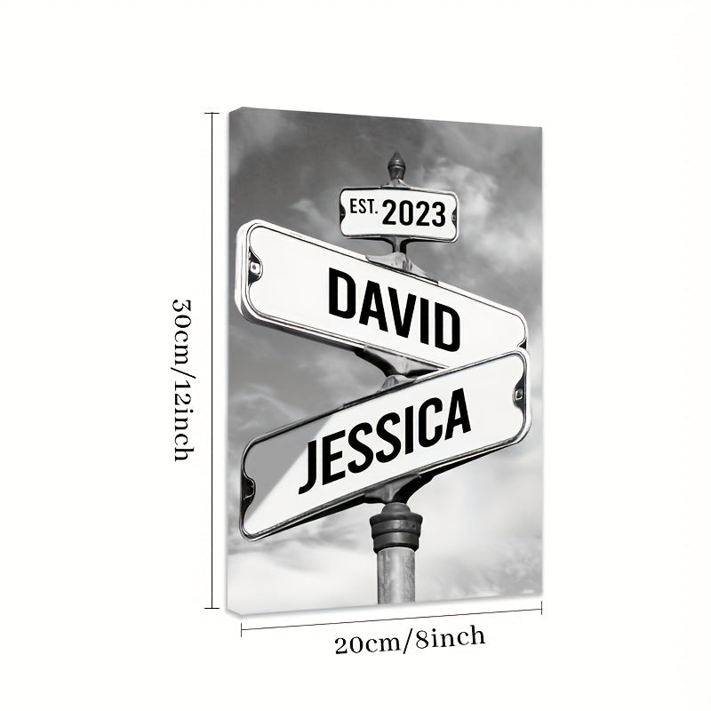 TEMU 1pc Personalized Vintage Couples Street Sign - Custom Names & Date, Wedding Gift, Anniversary, Valentine's - Black & Retro Road Marker Poster -