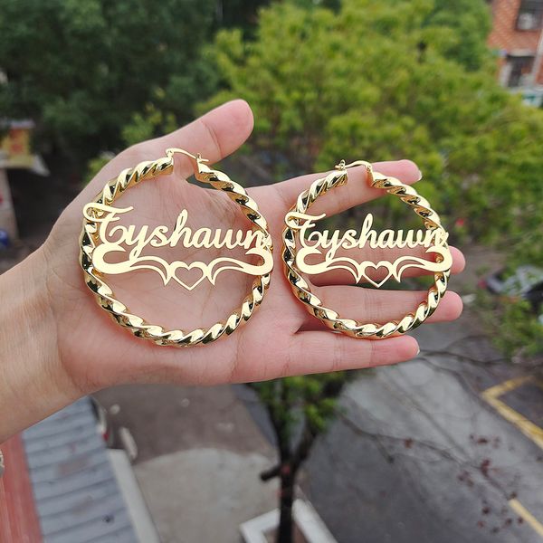 Hoop Huggie DODOAI Custom Twist Hoop Earrings For Women Bold Rope Earrings with Name Customize Name Round Earring Personality Jewellery 2305