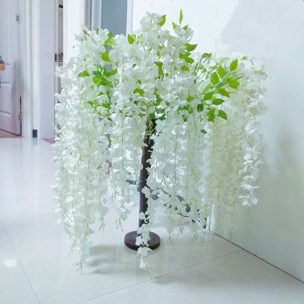 Upscale Artificial Flowers Cherry Blossom Tree Wisteria Plant Potting For Christmas Wedding Stage Site Layout Home Decoration