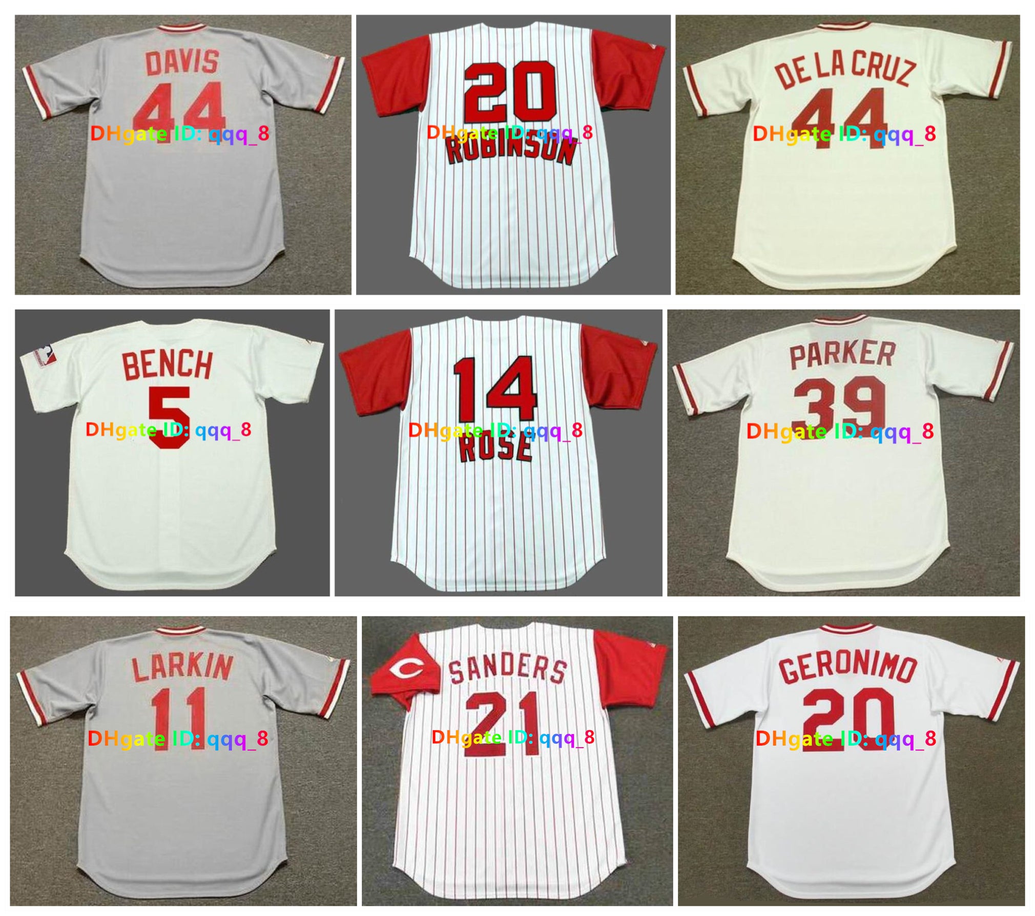 Throwback Reds Baseball Jersey ERIC DAVIS ELLY DE LA CRUZ PETE ROSE DEION SANDERS BARRY LARKIN CESAR GERONIMO DAVE PARKER FRANK ROBINSON JOE MORGAN