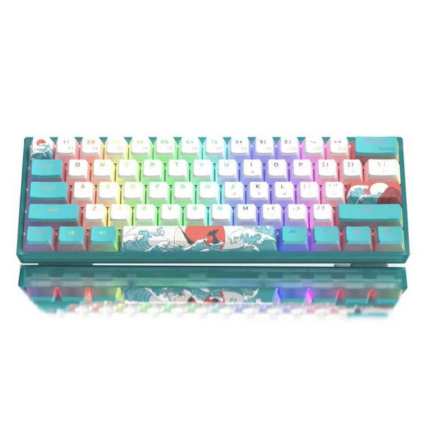 Keyboards Womier WK61 Mechanical Keyboard RGB Wired Gaming Keyboard Hot-Swappable Blue Sea Theme with PBT Keycaps for Windows PC Gamers y240