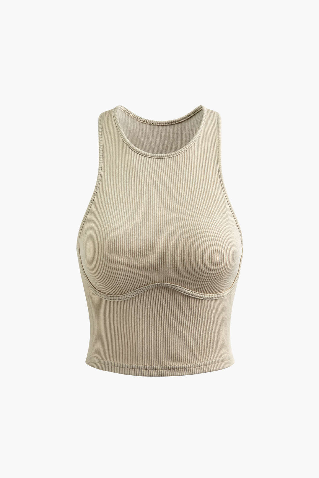 Basic Rib Knit Seam-detail Sleeveless Tank Top